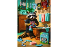 Raccoon Laundry Day