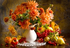 Still Life with Orange Dahlias