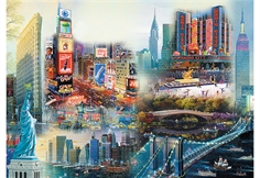 New York - Collage (træ)