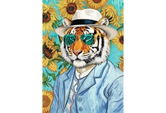Pets as Art - Sir Tiger and the Sunflowers